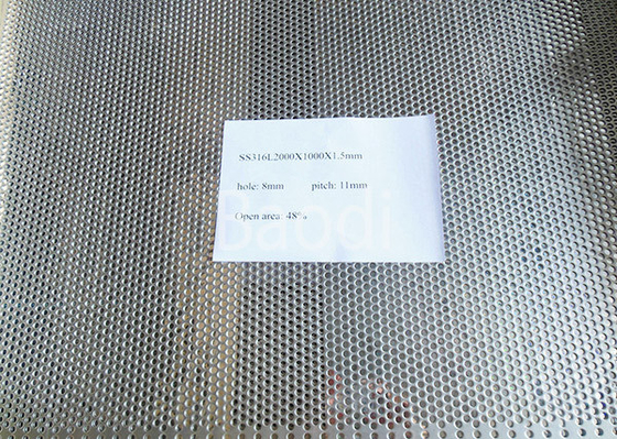 Chemische Industrie-perforiertes Stahlblech 2000 x 1000 x 1.5mm mit rundem Loch 8mm